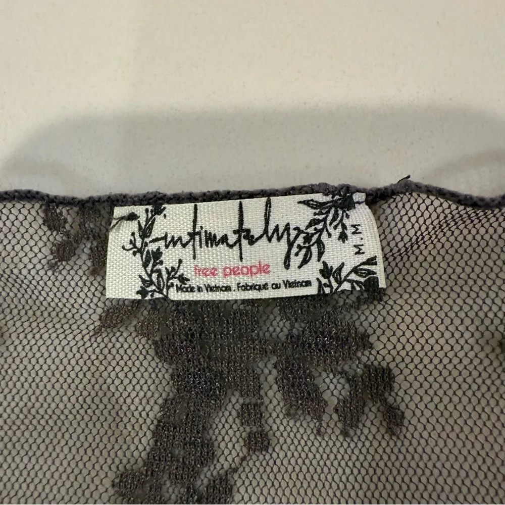 Free People NWT Lady Lux Maxi Sheer Lace Slip Dress Womens Medium Dark Gull Gray - Picture 6 of 10